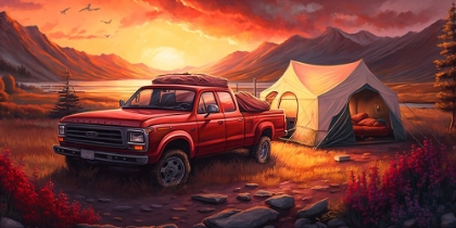 Picture of PICKUP TRUCK AND TENT AT THE CAMPSITE 10
