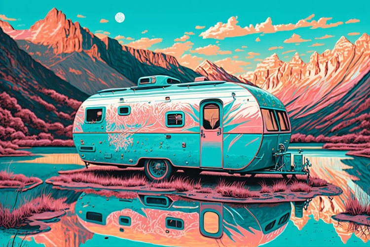 Picture of SILKSCREEN CAMPER ON THE LAKE 2