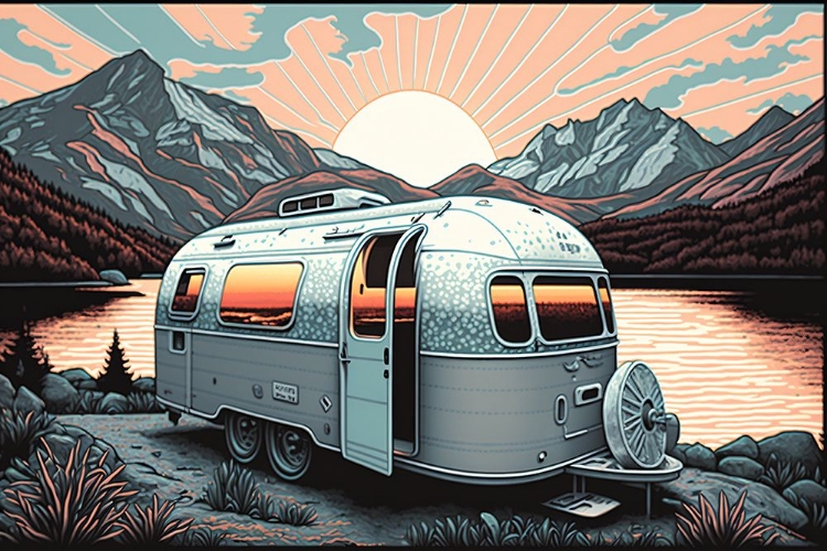 Picture of SILKSCREEN CAMPER ON THE LAKE 5