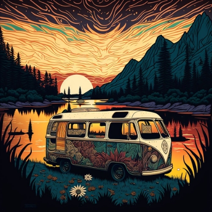 Picture of SILKSCREEN CAMPER ON THE LAKE 9
