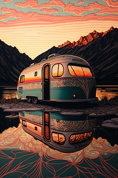 Picture of SILKSCREEN CAMPER ON THE LAKE 12
