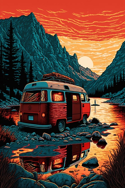 Picture of SILKSCREEN CAMPER ON THE LAKE 15