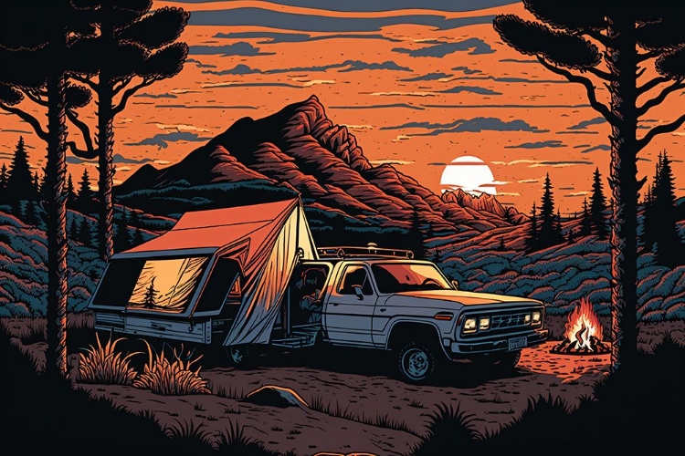 Picture of SILKSCREEN PICKUP TRUCK AT THE CAMPSITE 2