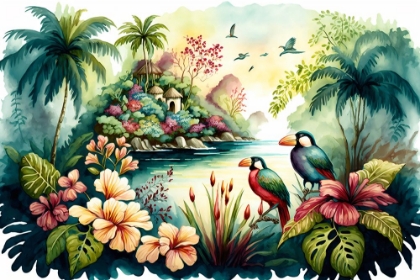 Picture of TROPICAL WATERCOLOR PARADISE 2