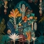 Picture of WATERCOLOR TROPICAL COLLAGE BLACK 7