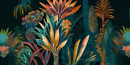 Picture of WATERCOLOR TROPICAL COLLAGE BLACK 16