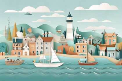 Picture of PAPER ART COASTAL SCENE6