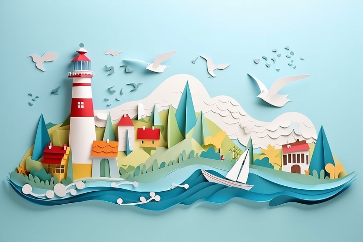 Picture of PAPER ART COASTAL SCENE9