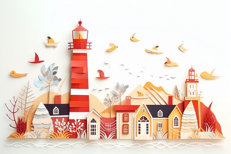 Picture of PAPER ART COASTAL SCENE12