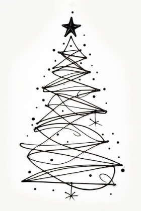 Picture of BLACK WHITE CHRISTMAS TREE 1