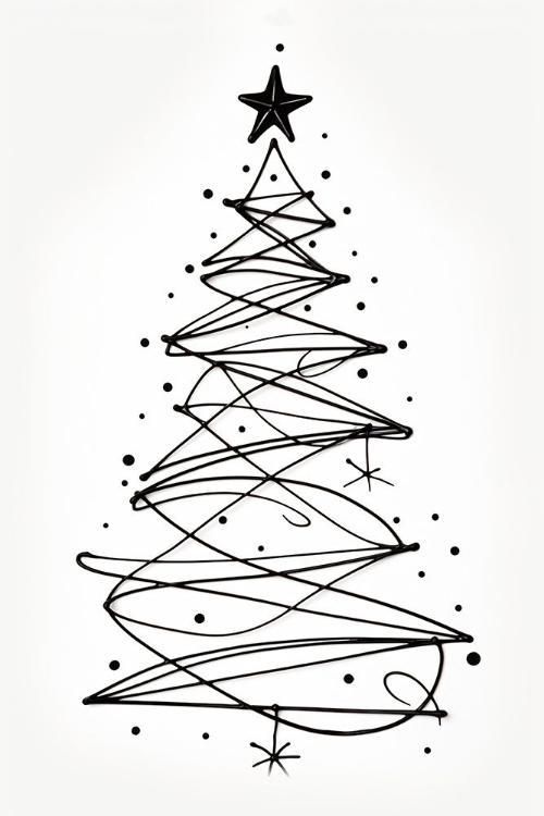 Picture of BLACK WHITE CHRISTMAS TREE 1