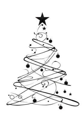 Picture of BLACK WHITE CHRISTMAS TREE 2