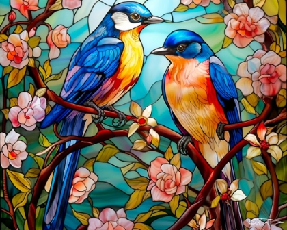 Picture of STAINED LOVE BIRDS