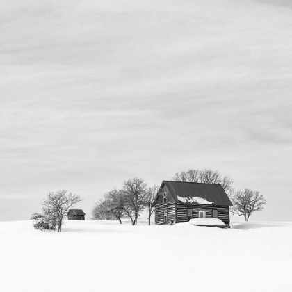 Picture of CABIN ATOP THE SNOWY RIDGE BW