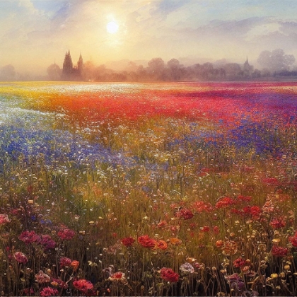 Picture of EVENING FIELD OF FLOWERS 1