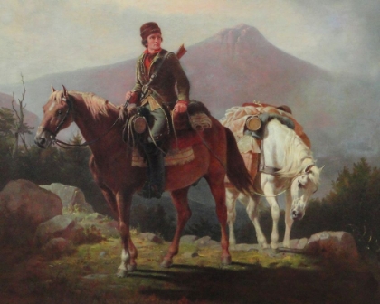 Picture of SQUIRE BOONE CROSSING THE MOUNTAIN WITH STORES FOR HIS BROTHER DANIEL 1852