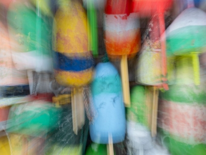 Picture of ABSTRACT BLUR OF FLOATS FOR LOBSTER TRAPS.