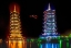 Picture of MOON SILVER AND SUN GOLD PAGODAS WITH REAL MOON GUILIN GUANGXI PROVINCE-CHINA.