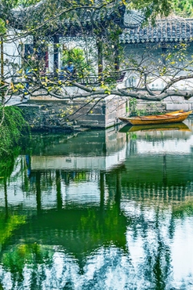 Picture of ANCIENT CHINESE PAGODA REFLECTION. HUMBLE ADMINISTRATORS GARDEN-JIANGSU-CHINA.