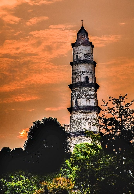 Picture of SUNRISE GREAT MERCY PAGODA-SHAOXING-ZHEJIANG PROVINCE-CHINA ANCIENT PAGODA BUILT 1,000 YEARS AGO