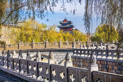 Picture of CITY WALL GATE TOWER-QUFU-SHANDONG PROVINCE-CHINA. THIS IS CONFUCIUS CITY IN SHANDONG PROVINCE,.