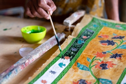 Picture of INDONESIA-BALI. TRADITIONAL HANDICRAFT VILLAGE OF TOHPATI SPECIALIZING IN HAND MADE BATIK FABRIC.