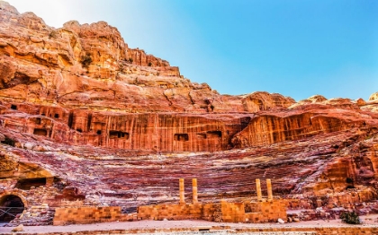 Picture of AMPHITHEATER THEATRE-PETRA-JORDAN. BUILT IN TREASURY BY NABATAEANS IN 100 AD SEATS7,000 PEOPLE.