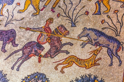 Picture of ANCIENT 6TH CENTURY MOSAIC-MOUNT NEBO-JORDAN. WHERE MOSES SAW HOLY LAND AND BURIED.
