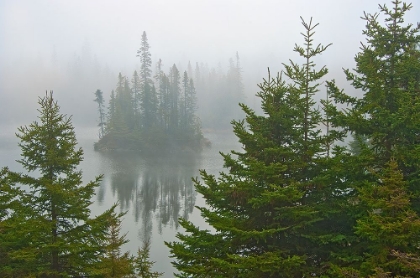 Picture of CANADA-ONTARIO-LAKE SUPERIOR PROVINCIAL PARK. FOG ON ISLAND IN FENTON LAKE.