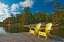 Picture of CANADA-ONTARIO-GRUNDY LAKE PROVINCIAL PARK. MUSKOKA CHAIRS ON LAKE DOCK.