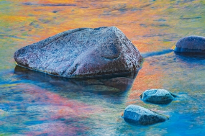 Picture of CANADA-QUEBEC-PARC NATIONAL DU FJORD-DU-SAGUENAY. ROCK AND REFLECTIONS IN SAGUENAY RIVER.