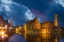 Picture of BELGIUM-BRUGES. BUILDINGS REFLECT IN CANAL AT TWILIGHT.