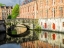 Picture of BELGIUM-BRUGGE. REFLECTIONS OF MEDIEVAL BUILDINGS ALONG CANAL.