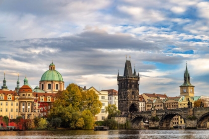 Picture of CHARLES BRIDGE AND VLATA RIVER AT SUNSET IN PRAGUE-CZECH REPUBLIC