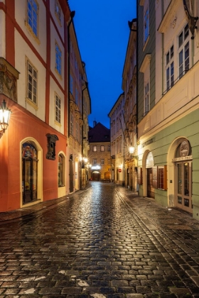 Picture of NARROW WET COBBLESTONE STREETS IN OLD TOWN IN PRAGUE-CZECH REPUBLIC