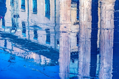 Picture of ICE SKATING RINK REFLECTION-NIMES-GARD-FRANCE. OLDEST ROMAN TEMPLE CREATED IN 7 AD