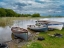 Picture of BOATS AWAIT SKIPPERS ON LOUGH CARRA-COUNTY MAYO-IRELAND. SHRINE WATCHES OVER THE FISHERMEN.
