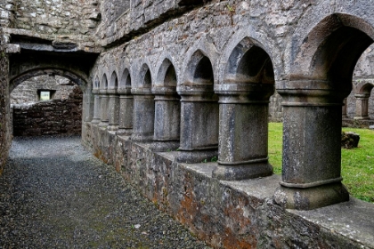 Picture of ROSS ERRILY FRIARY. LOCATED IN COUNTY CLARE-IRELAND. SHOWN HERE ARE THE CLOISTERS.