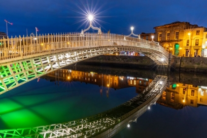 Picture of HA PENNY BRIDGE OVER THE RIVER LIFFEY AT DUSK IN DOWNTOWN DUBLIN-IRELAND