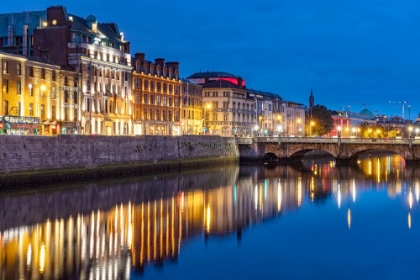 Picture of DUSK ALONG WELLINGTON QUAY AND THE RIVER LIFFEY IN DOWNTOWN DUBLIN-IRELAND