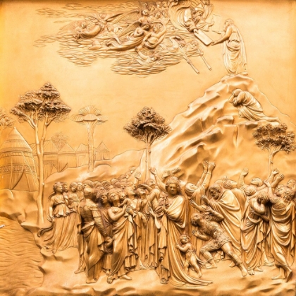 Picture of DUOMO SANTA MARIA DEL FIORE-FLORENCE. DECORATIONS ON THE EAST DOOR BY GHIBERTI. TUSCANY-ITALY.