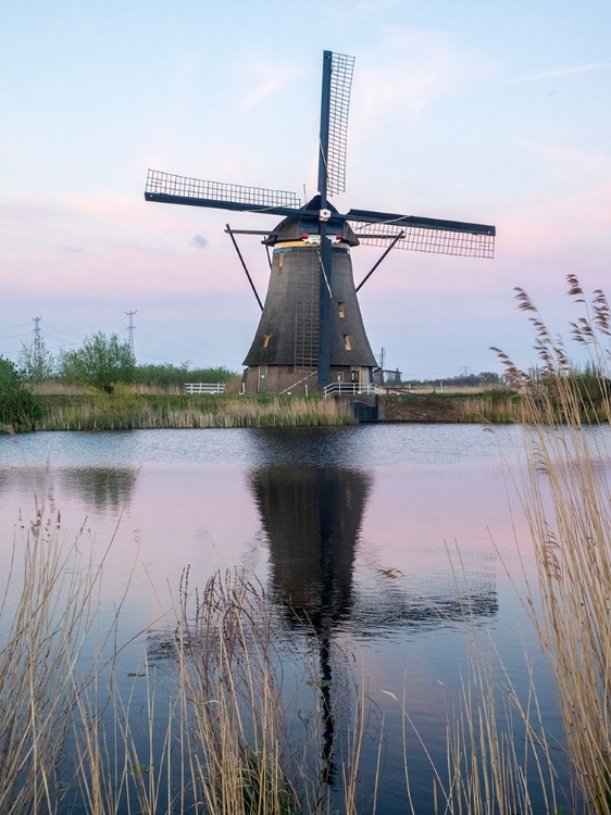 Picture of NETHERLAND-KINDERDIJK. WINDMILLS ALONG THE CANAL.