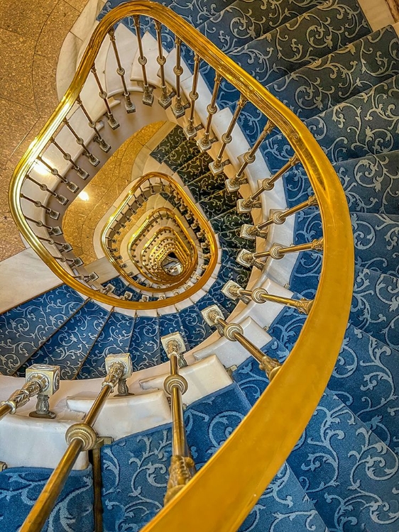 Picture of SPAIN-BARCELONA. SPIRAL STAIRCASE IN A HOTEL.