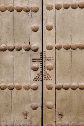 Picture of CORDOBA-SPAIN. ANCIENT WOODEN DOOR WITH CROSS