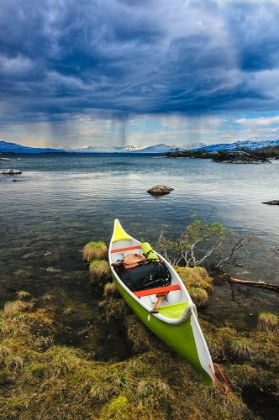 Picture of SWEDEN-NORRBOTTEN-ABISKO-STORDALEN NATURE PRESERVE. CANOE ON SHORELINE OF TORNE LAKE.