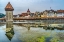 Picture of KAPELLBRUCKE OVER REUSS RIVER-LUCERNE-SWITZERLAND. BUILT IN 1365 ALMOST BURNED DOWN IN 1993.