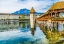 Picture of KAPELLBRUCKE OVER REUSS RIVER-LUCERNE-SWITZERLAND. BUILT IN 1365 ALMOST BURNED DOWN IN 1993.