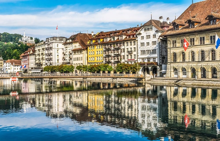 Picture of COLORFUL BUILDINGS-LUCERNE-SWITZERLAND.