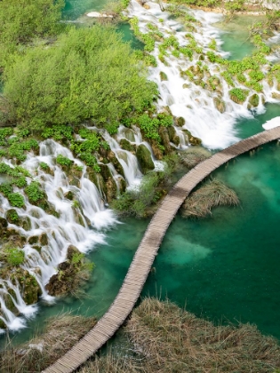 Picture of CROATIA-PLITVICE LAKES NATIONAL PARK. BOARDWALK ALONG THE PLITVICE LAKES NATIONAL PARK.