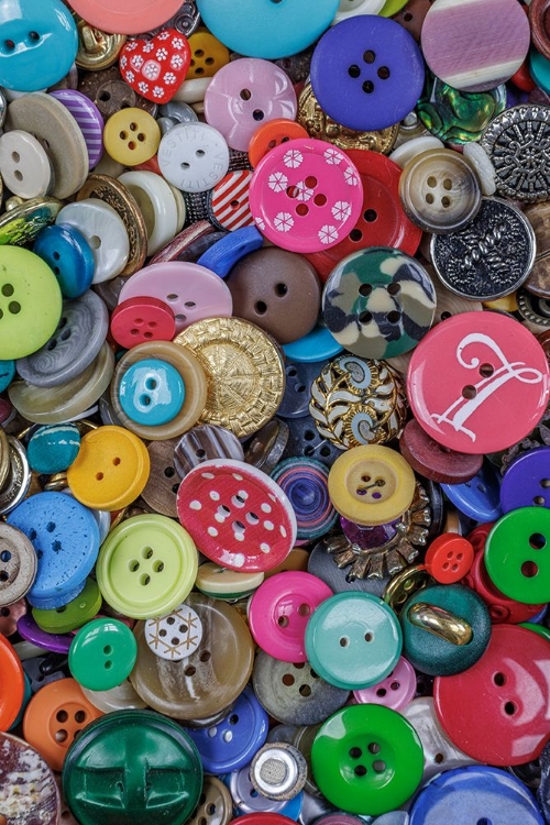 Picture of CLOSE-UP OF VARIETY OF COLORFUL BUTTONS.